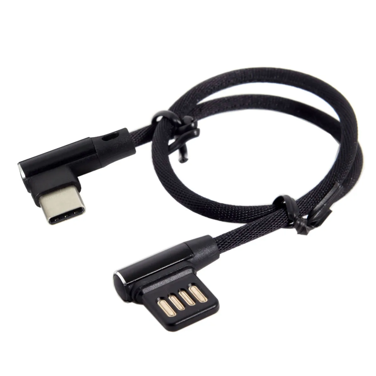 

USB 2.0 Left Right Angled 90 Degree to Type-C USB-C 3.1 Data Cable With Nylon Sleeve Braid for Tablet & Phone 15cm