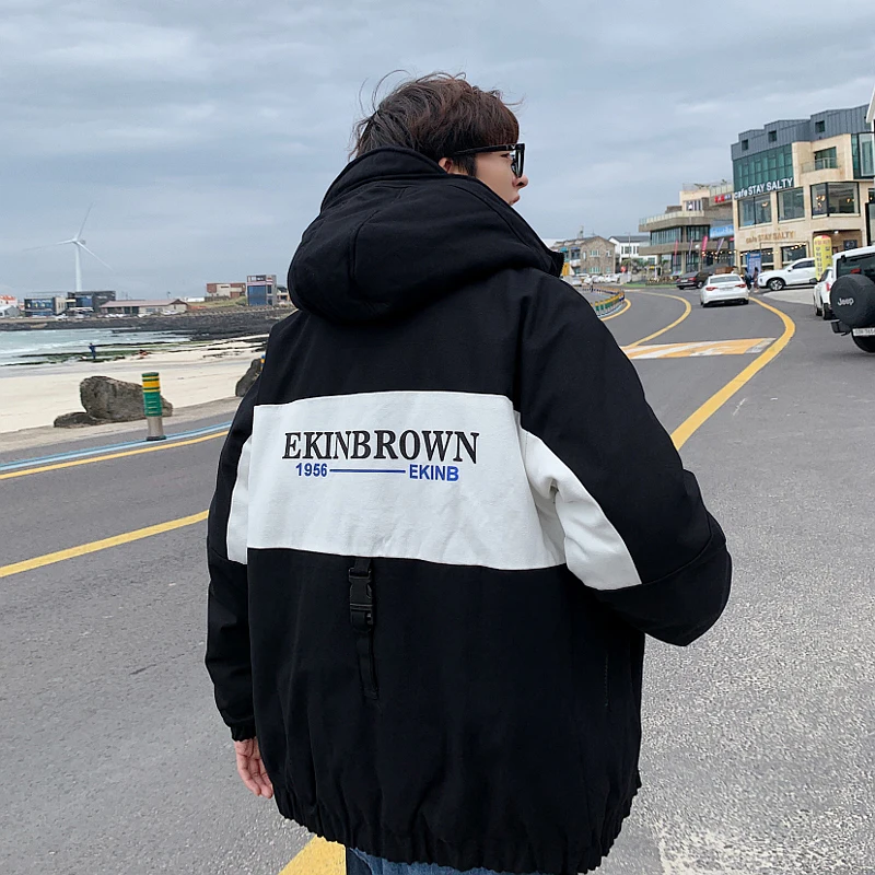 

Winter Hooded Coat Men's Warm Parka Men Fashion Contrast Color Casual Cotton Coat Man Streetwear Down Jacket Male Clothes M-5XL