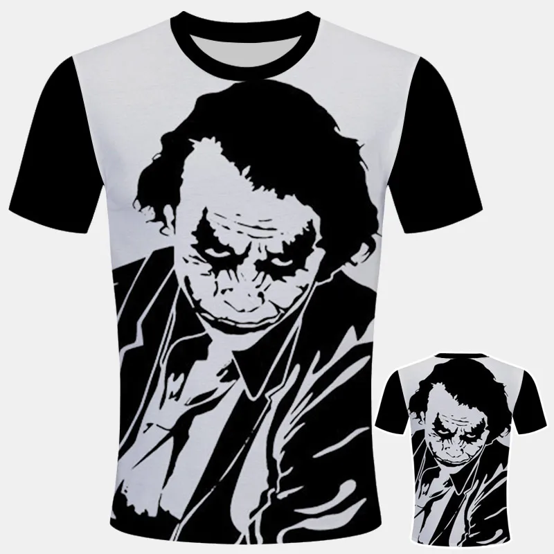 

2019 Summer Newest Clown 3D Printed T Shirt Men Joker Face Casual Male tshirt Clown Short Sleeve Funny T Shirts Tops tee