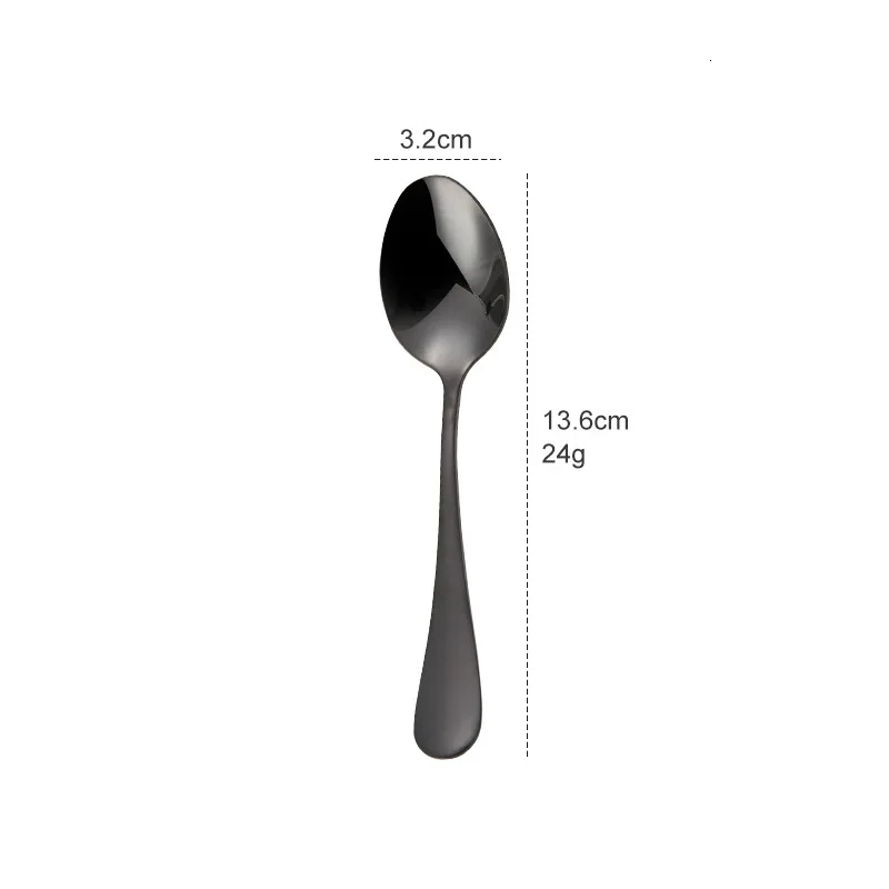 black teaspoon Набор золотых ножей с ложкой, набор золотых ножей для столовых приборов, наборы свадебных столовых приборов, вилки, ножи, ложки, столовые приборы для путешествий, набор столовых приборов, Прямая поставка - Цвет: black teaspoon
