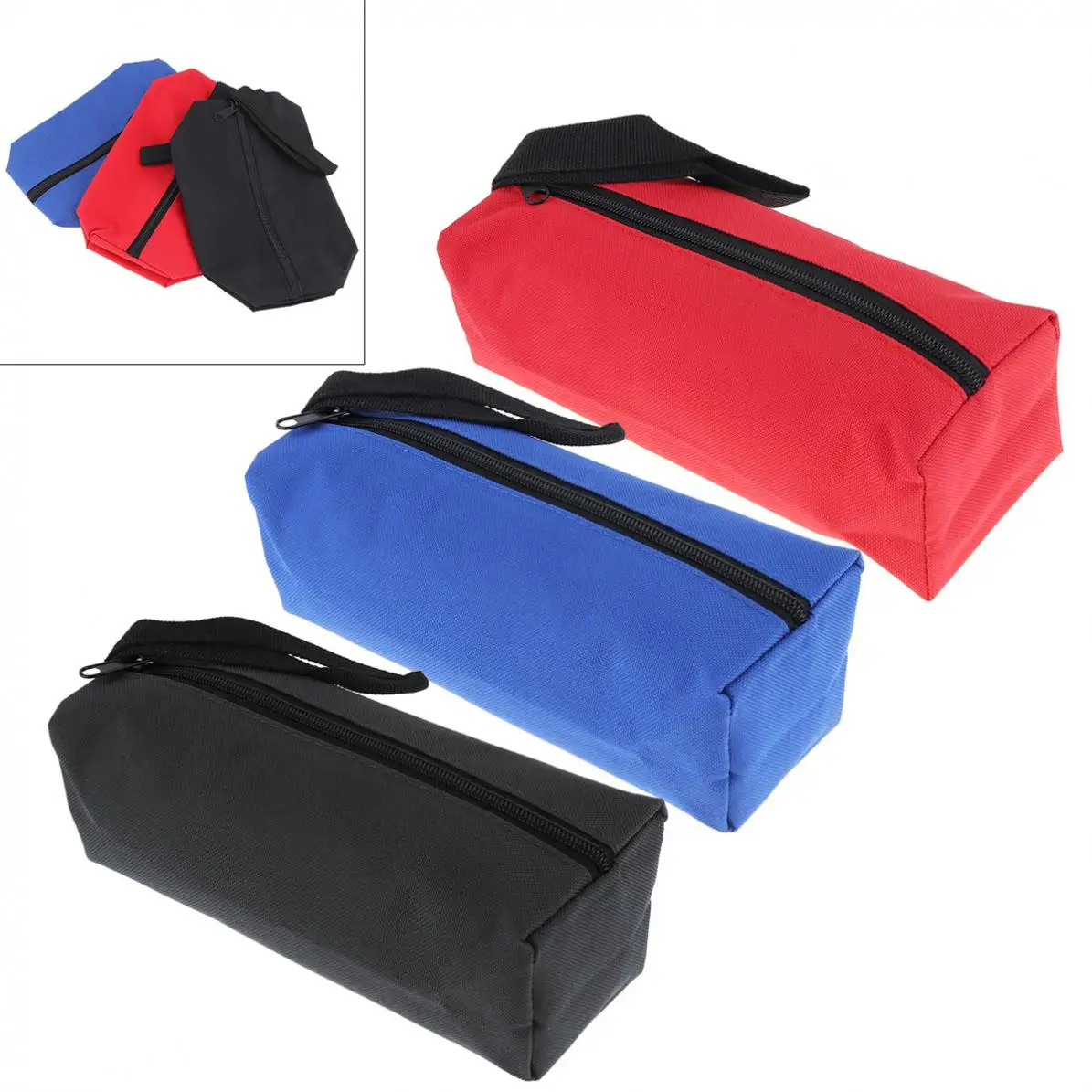 

600D Multifunctional Canvas Tool Bag Oxford Cloth Parts Bag with Zipper for Maintenance Tool Storage Black / Red / Blue