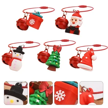 

5Pcs Soft Rubber Key Chain Xmas Keychain Fashion Hanging Pendant Key Accessory for Xmas Key Decor