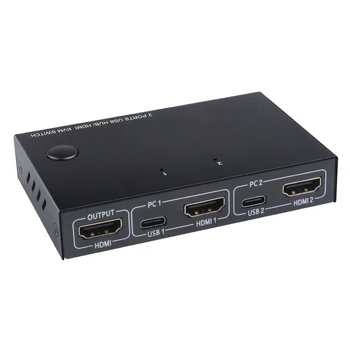 

HDMI KVM Switch 2 Port 4K USB Switch KVM Switcher Splitter Box for Sharing Printer Keyboard Mouse KVM Switch HDMI