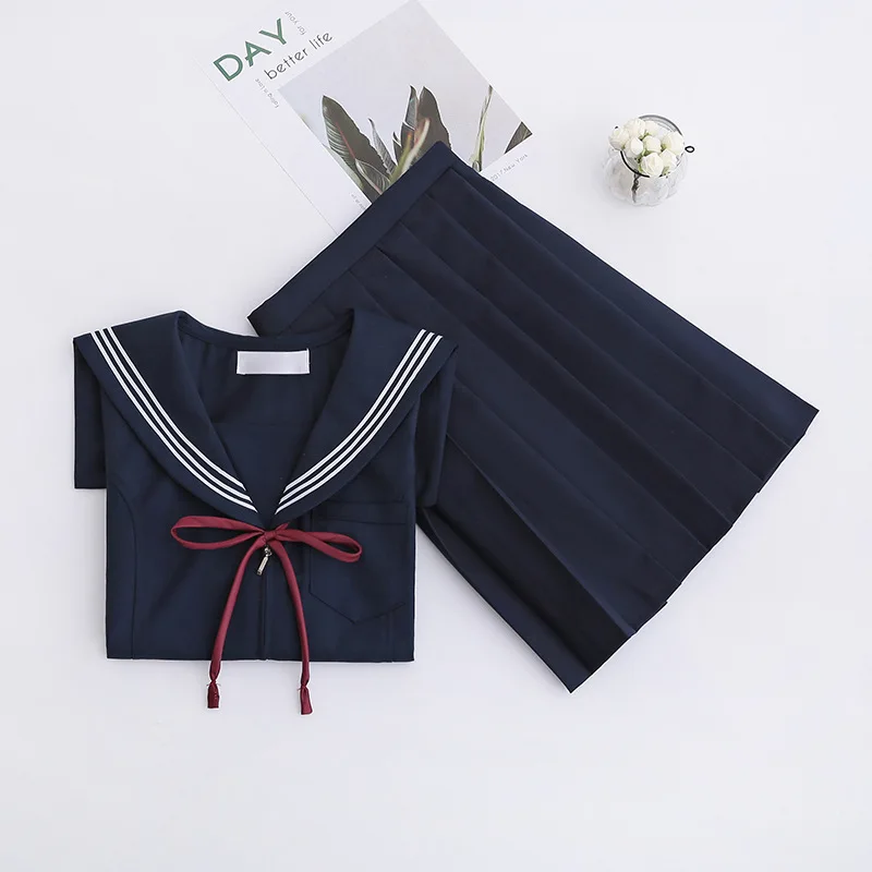 Large-Size S-5XL 8 Sizes Japanese JK Uniforms School Dresses For Girls Navy Blue Sailor Suit Jacket Middle School Uniforms Suits 4