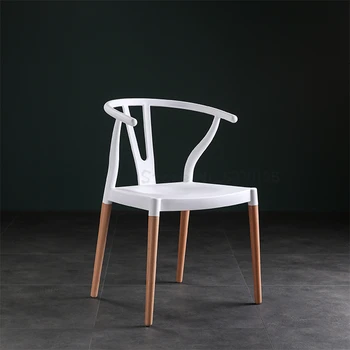

Nordic Creative Designer Chair New Chinese Backrest Negotiation Chair Ring Chair Bullhorn Chair Real Wood Restaurant Chair