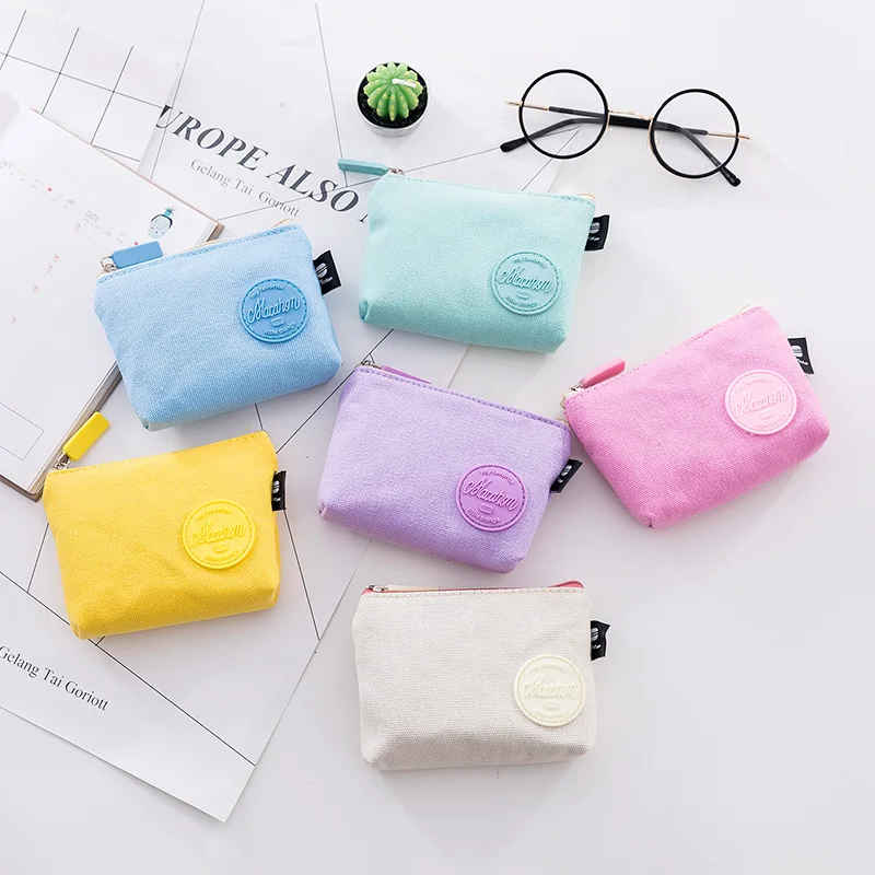 

Custom Multi Color Plain Solid Mini Cute canvas Coin Purse
