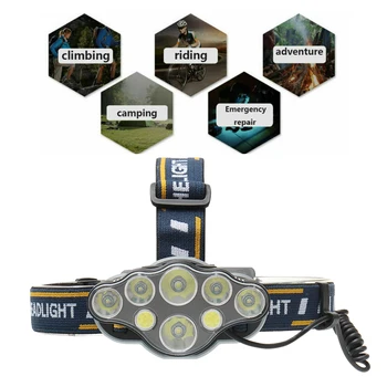 

8 LED Beads COB Super Bright Headlight Night Head Lamp Torch Waterproof Hiking Headlamp Camping Flashlight 18650 Battery