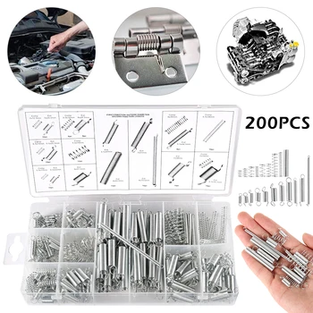

200PCS Spring Tension Spring Compression Set Extension Tension Springs Pressure Suit Hardware Tool with Plastic Storage Box