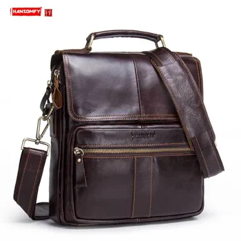 

Genuine Leather Men's Handbags Small Male Shoulder Messenger Bag Casual Men's Crossbody Bags First Layer Leather Soft Men Zipper
