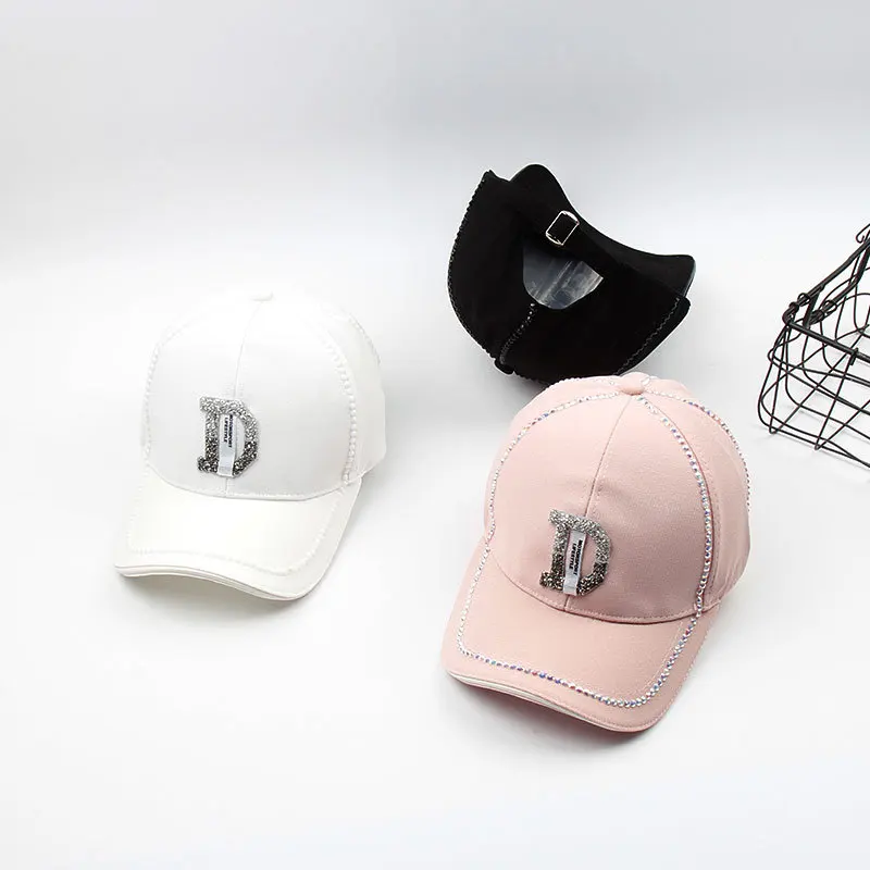 

Cricket-cap Women's Fashion Cap-Style Brim Hat Women's Light Diamond Korean-style Women's Baseball Cap Summer College Style Casu