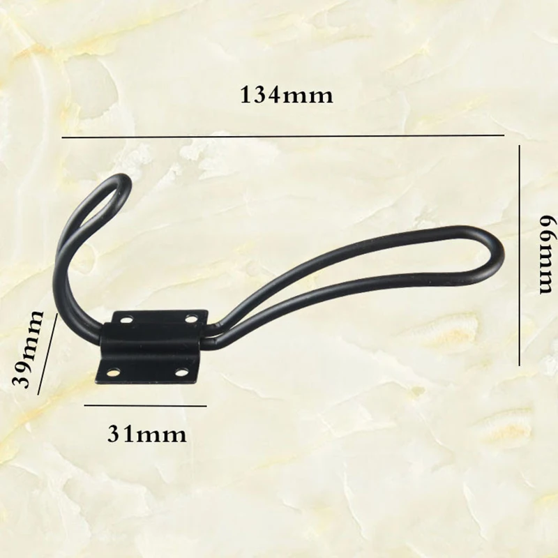 12PCS Iron Black Hooks Wall Mounted Rustic Double Coat Hangers With 48PCS Screws Jackets, Hats, Necklaces, Jewelry, Keys