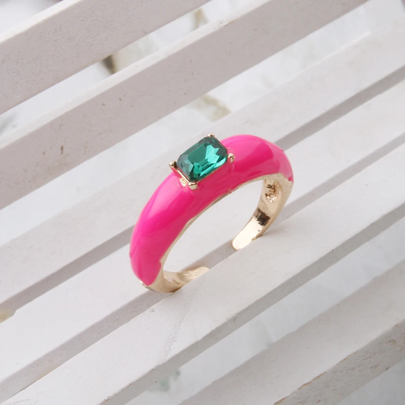 Y2K Open Colorful Candy Rings for Women adjustable Gold Color Drip Metal Finger Matching Ring Trendy Party Jewelry,womens ring