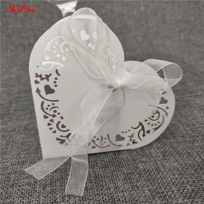 10 шт. бутик любовь сердце украшение коробки для конфет Драже свадьба подарочные коробки коробка шоколада для гостей вечерние принадлежности - Цвет: White