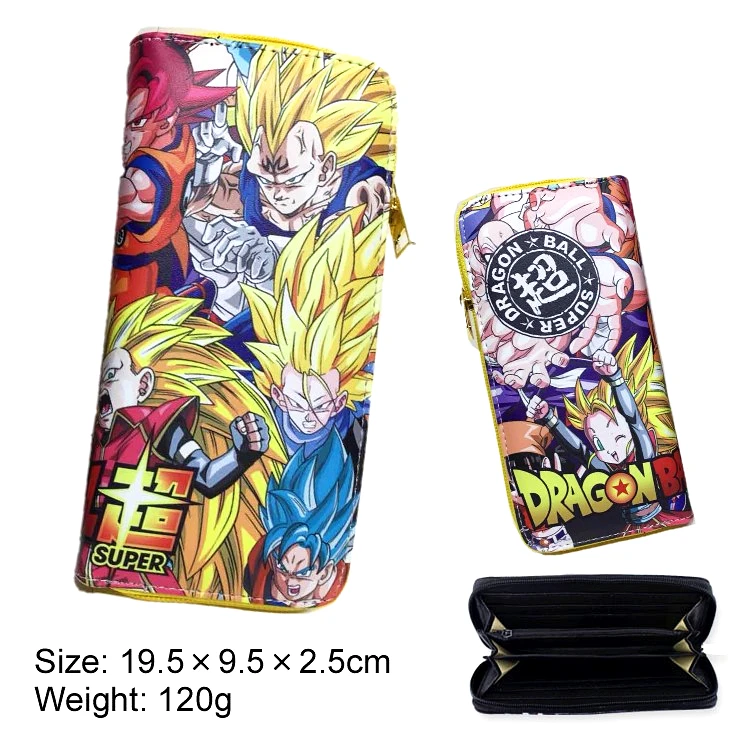 A Аниме Dragon Ball Z PU кошелек Супер Saiyan Goku мультфильм молния кожа держатели карт слои кошельки для мальчиков и девочек монета печати сумки - Цвет: A