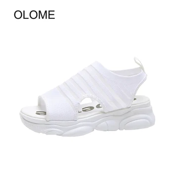 

Summer Shoes Women Thick Bottom Sandals with Mesh Female Leisure Footware with knitting Lady Chunky Casual Chaussures Breathable