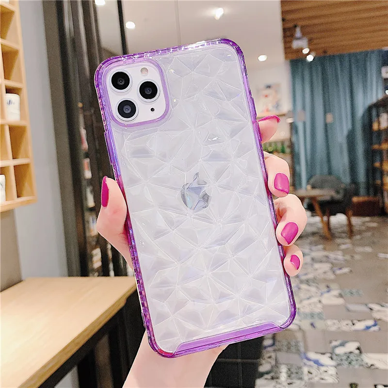 PR Moskado прозрачный чехол с алмазной текстурой для iPhone 11 Pro X XR XS Max 7 8 Plus Прозрачный Мягкий ТПУ силиконовый чехол-накладка ярких цветов - Цвет: PR