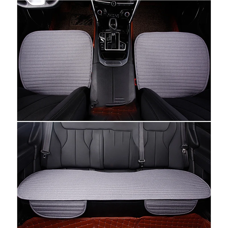 Linen Car Seat Cover Four Season Front/Rear Flax Cushion Breathable Protector Non Slide Pad Auto Accessories Universal Size | Автомобили и