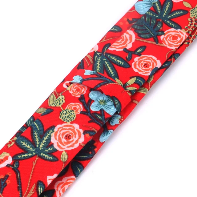 Nowe w kwiatki krawat dla mężczyzn kobiety cienka bawełna krawat na wesele Casual męskie krawaty klasyczne garnitury kwiat wydruku krawat s Cravat 4
