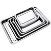 304 Stainless Steel Barbecue Tea Storage Serving Trays Rectangle Steamed Rice Sausage Plate Grill Meat Restaurant Metal Utensils 6