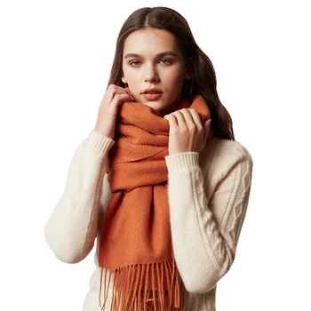 

Brown Warm Cashmere Scarf Female Thick Soft Winter Poncho Brown Long Shawl Plaid Wrap For Women Tassel Stoles Lady Wool Scarfs