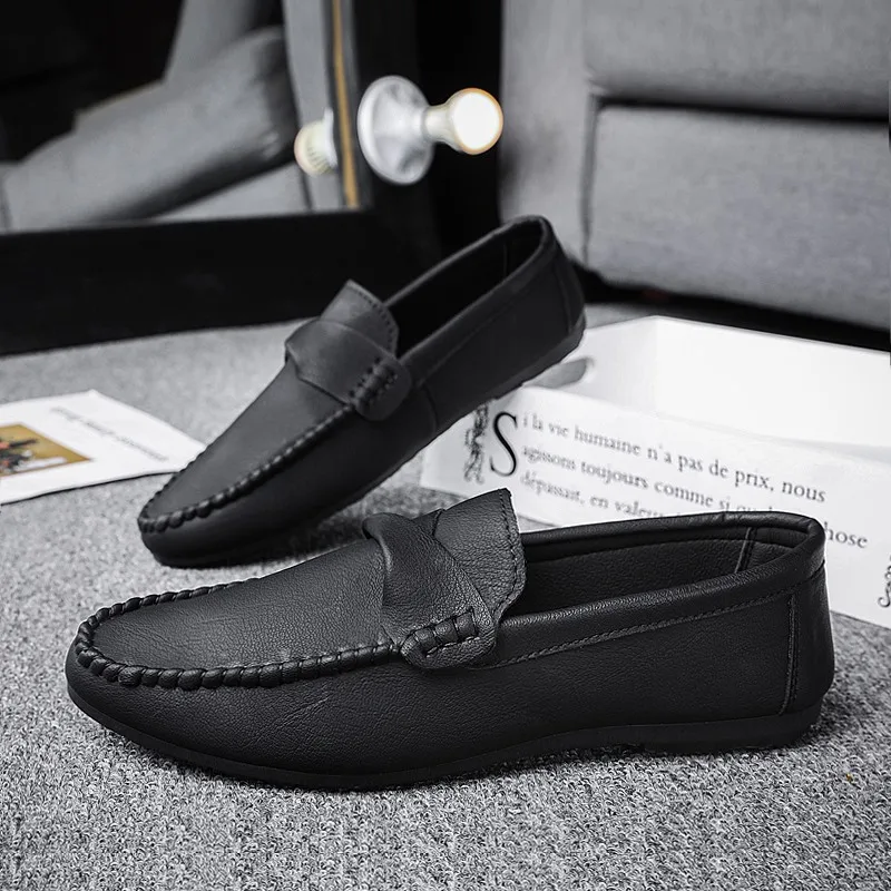 Mocasines informales transpirables para hombre, zapatos planos de piel sintética, calzado para conducir y caminar, Primavera