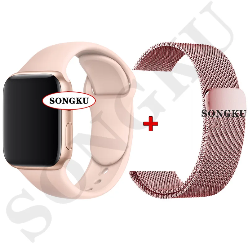 G Milan P and Pink SONGKU IWO 12 часы серии 5 1:1 Смарт часы 40 мм 44 мм Bluetooth часы iwo12 для apple iPhone IOS Android управление Siri PK IWO 11 - Цвет: G Milan P and Pink