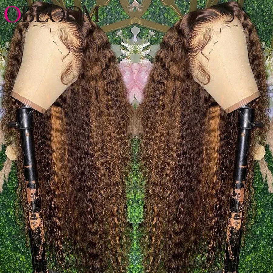 Colored Highlight HD Lace Front Human Hair Wigs Water Wave Wig Pre Plucked Remy Brazilian Hair Wigs For Women With Baby Hair