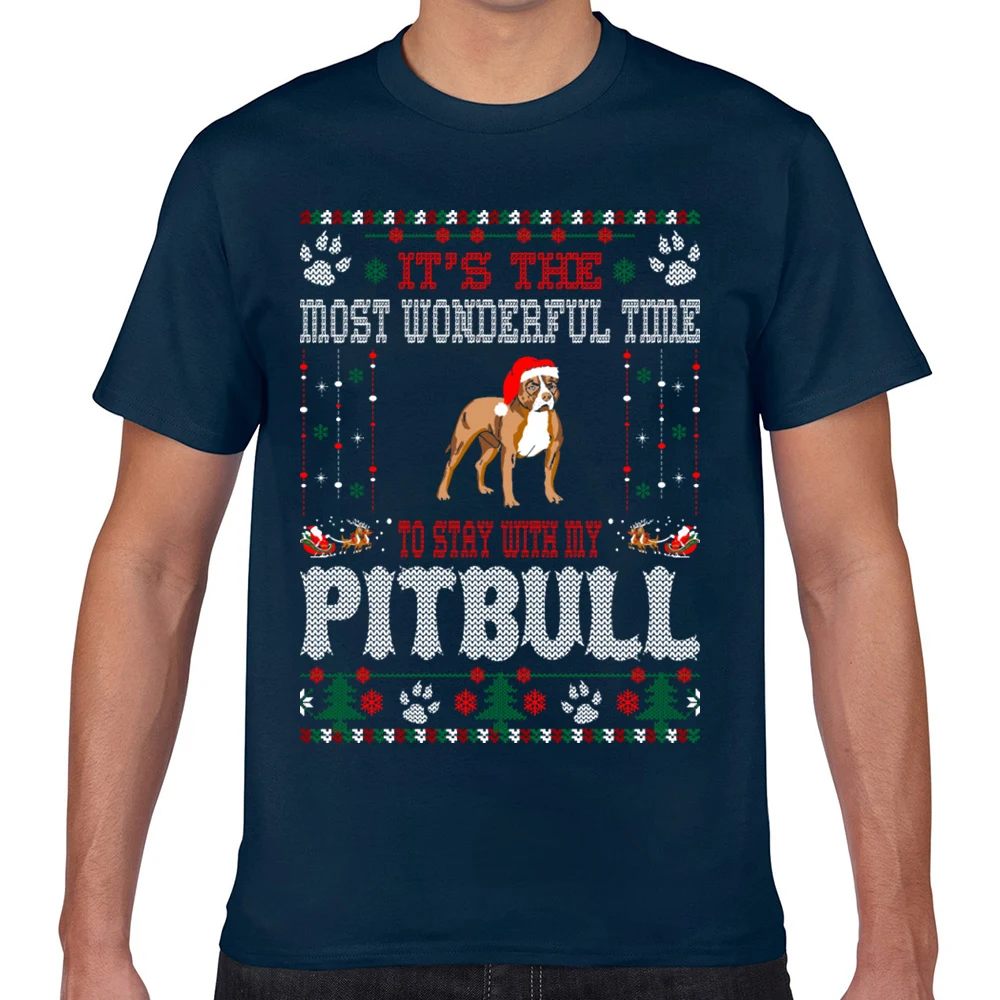 Топы футболки для мужчин чудесное время с my pitbull Рождественская уродливая хип-хоп
