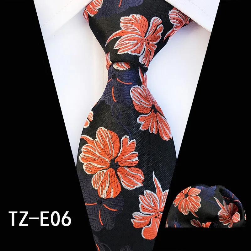 Ricnais различный мужской галстук набор Классический полиэстер шелк Бизнес Свадьба Цветочный полосатый платок-галстук наборы карманные квадратные - Цвет: A06