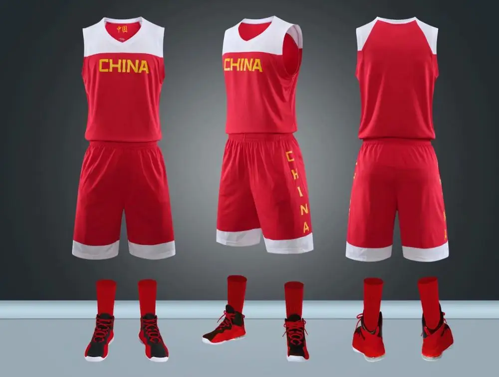 Men Youth USA CHINA Basketball Jersey Sets Uniforms training Kits Sports Clothing Team Basketball Jersseys Breathable Customized