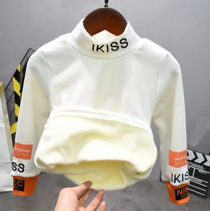 T-shirt Детская одежда Зимние костюмы для мальчиков комплекты одежды для детей утепленная футболка для маленьких мальчиков плюшевые штаны спортивный костюм из 2 предметов для мальчиков - Цвет: T-shirt