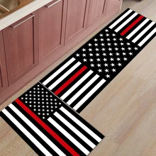 2 шт. Коврики для кухни красная линия американский флаг Пожарный знак коврики для входного пути ванная комната гостиная двери коврики домашний декор