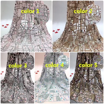 

Embroidered Net Fabric with beads With super Quality CiCi-9.4607 African Tulle Lace Fabric For party Dress