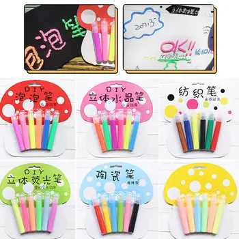 

6pcs/pack Magic 3D Three-dimensional Marker Pens Bubble/Luminous/crystal/jelly/Metallic Pens for DIY Textile Ceramics Drawing