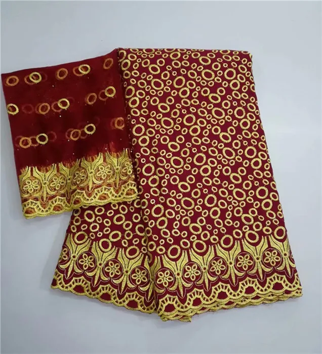 

Latest wine African cotton lace fabric and 2y Swiss voile lace textile for dress YCV59(5y+2y)