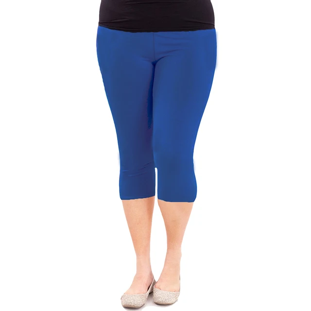 Hot Women Leggings Workout Plus size Leggings Cotton Elastic Waist Casual Solid Spring Summer Modal Leggings Stretch Pants Cheap Royal Blue