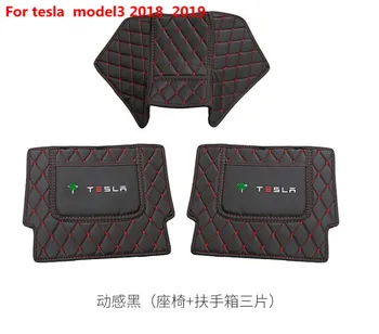 

Car armrest box Back row anti kicking pad holster Artificial Leather For tesla Tesla model3 2018 2019 Accessories Car-styling