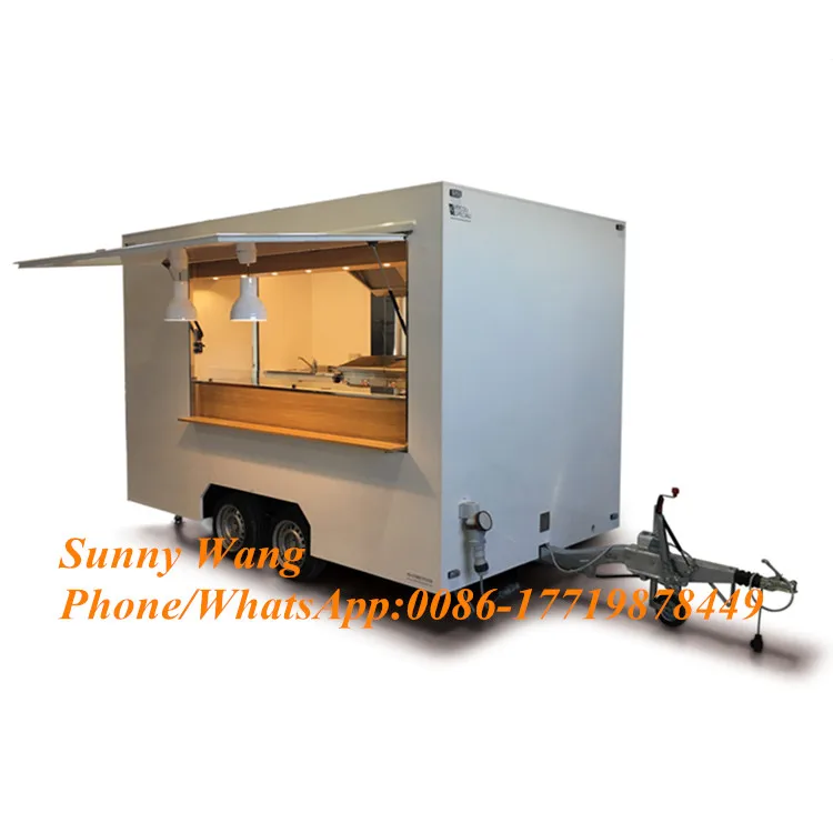 

cream-colored customized food cart trailer food truck street vending cart bakery cart Mobile breakfast car