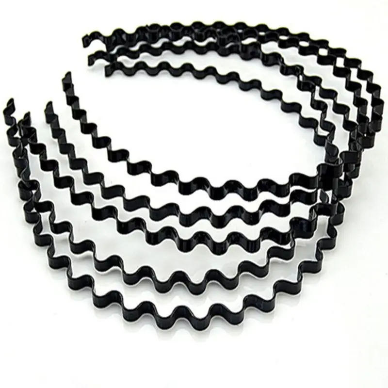 5 шт./компл. унисекс простой черный металл Пластик обруч для волос весна волнистые полотенце для купания, повязка на голову