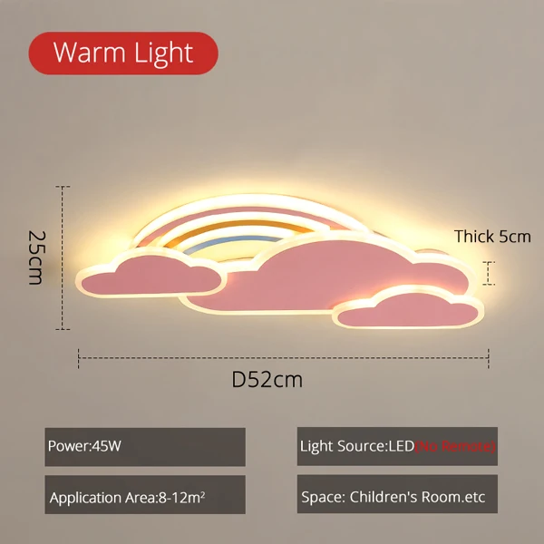 Современный светодиодный потолочный светильник в форме радужных облаков для детской комнаты розовый 220 В потолочный светильник для девочек белый светильник для спальни - Цвет корпуса: Pink-Medium Size