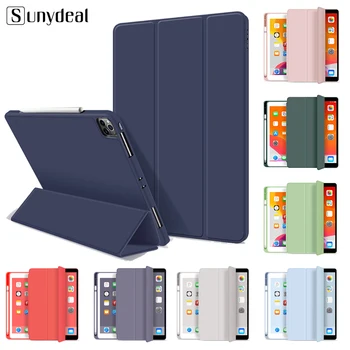 

For Apple iPad Pro 11 Case With Pencil Holder Cover on For iPad Air 3 10.5 Folding Case For iPad 10.2 2019 9.7 2018 2017