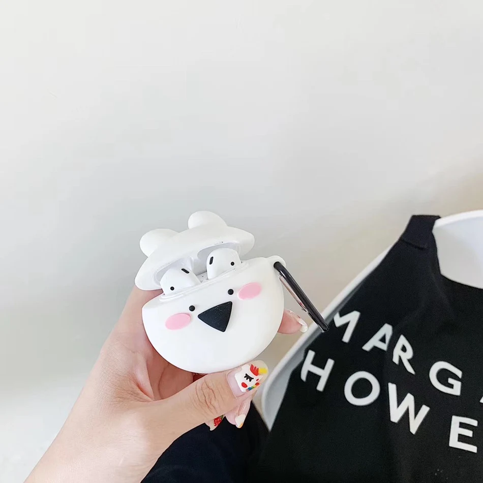 3D чехол для наушников для Airpods, чехол, милый силиконовый чехол с изображением собаки утки из мультфильма для Apple Air pods 2, наушники/Earpods, чехол, брелок, кольцо - Цвет: 875