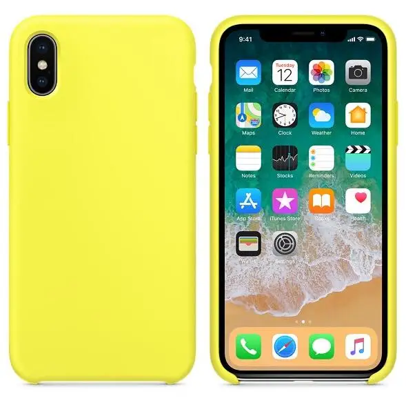 Роскошный Идеальный силиконовый чехол с логотипом для Apple iPhone 7 8 Plus, задняя крышка для iPhone X Xs 11 Pro Max XR 5S SE 6 6S Plus - Цвет: Flash Yellow