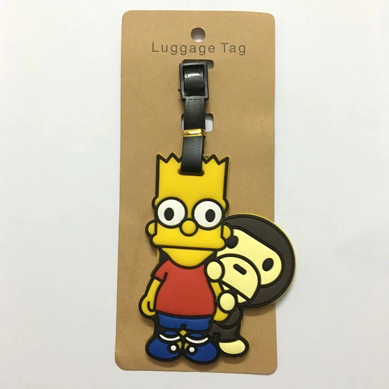 The Simpsons Travel Accessories Luggage Tag Cartoon Silica Gel Suitcase ID Addres Holder Baggage Boarding Tags Portable Label