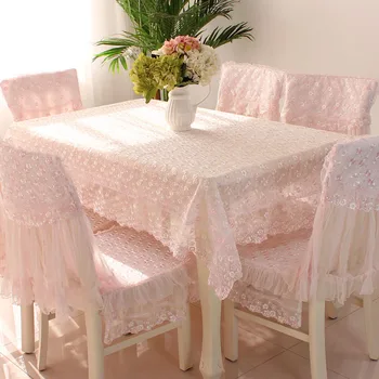 

Pink Embroidered Tablecloth Lace Table cloth Chair Cover Rectangle Table Cover Rural Style Table Skirt
