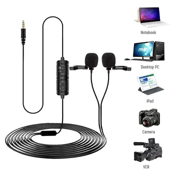 

Double Lavalier Microphone 3.5mm Radio Small Microphone Upgrade Noise Reduction Live Microphone Video Recording Microphone