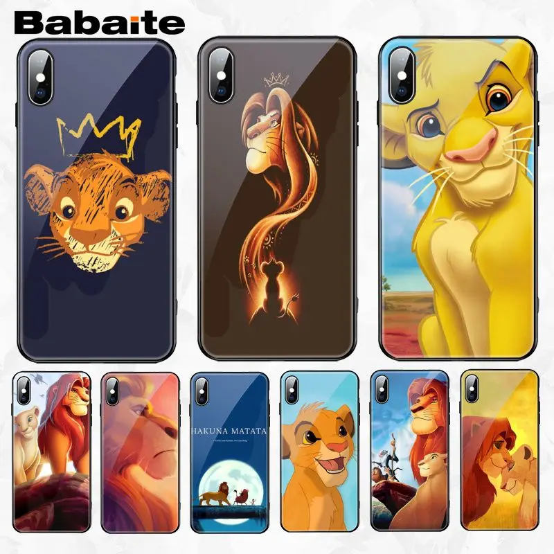 

Babaite Cartoon Movie Lion King Design Phone Case Cover Tempered Glass cases for Apple iPhone 8 7 6 6S Plus X XS MAX XR Cover