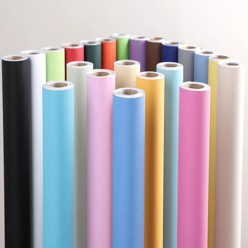 PVC Waterproof Self Adhesive Decorative Film Refurbished Bedroom Wallpaper Kid Room Decal Old Furniture Pure Color Wall Stickers 2