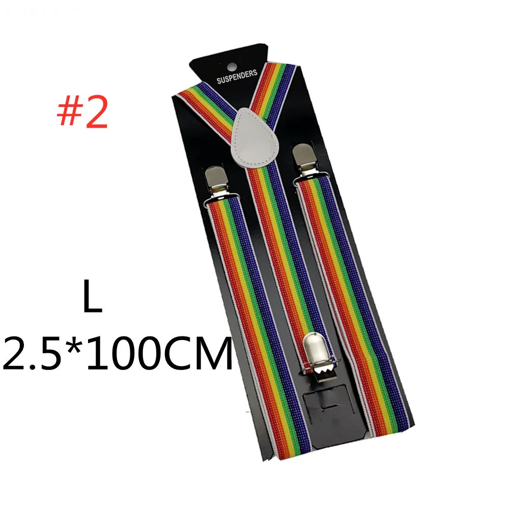 white rainbow -100CM Новинка; подтяжки для мужчин, женщин, мальчиков и девочек; цвет красный, белый, Радужный; разноцветные подтяжки в полоску; подтяжки для взрослых и детей; Y-back; подтяжки - Цвет: white rainbow -100CM