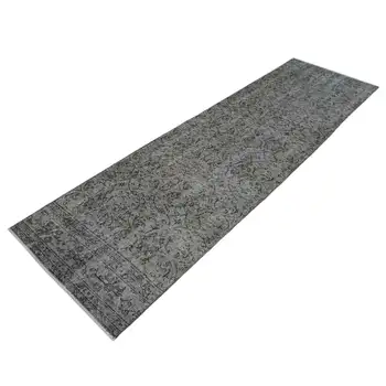 

82x280 Cm Grey Handmade Overdyed Runner Rug-3x9 Ft